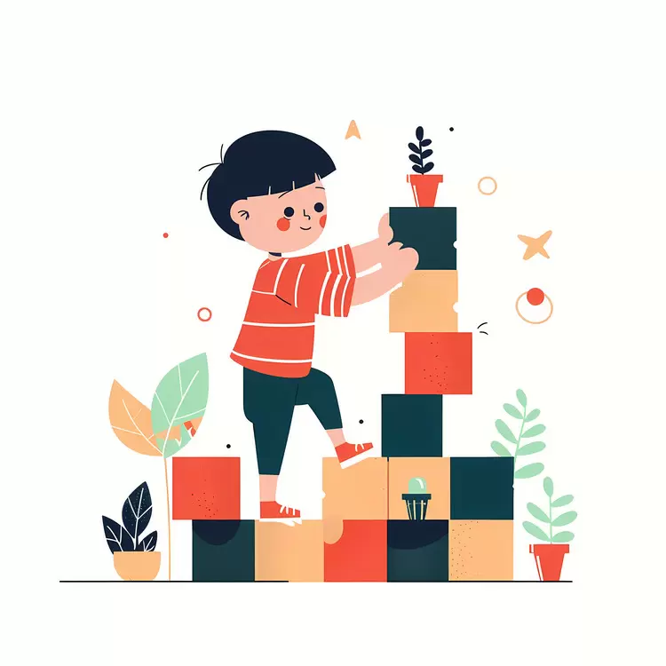 child playing blocks
