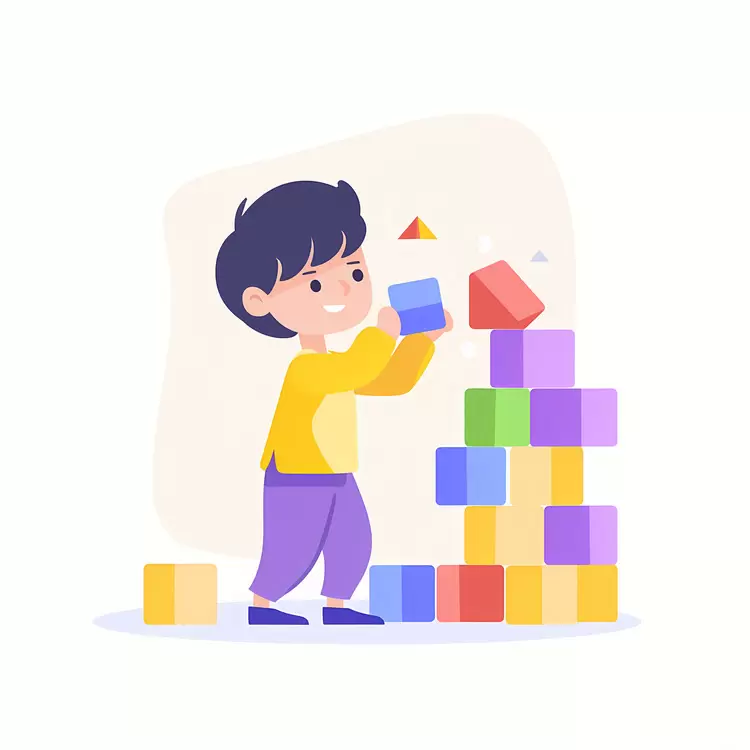 child playing blocks