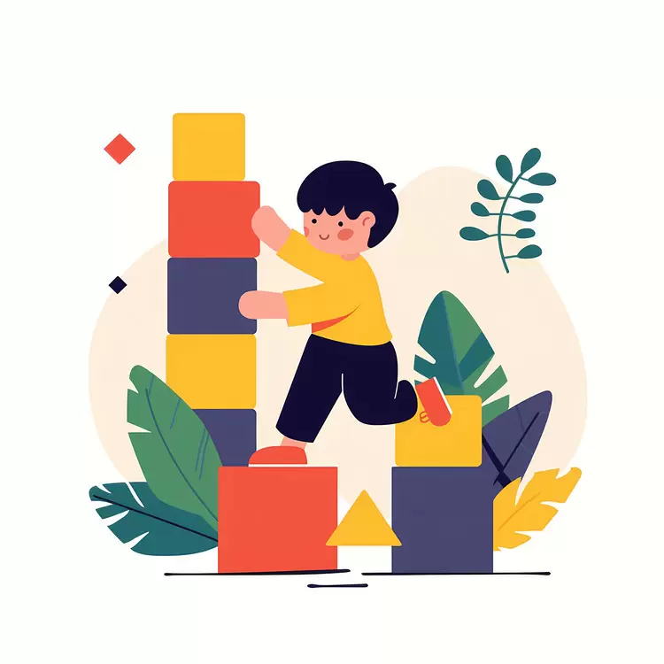 child playing blocks