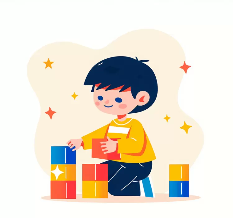 child playing blocks