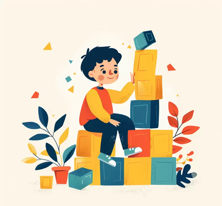 child playing blocks