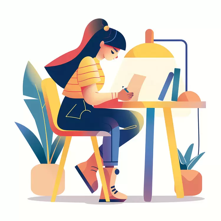 Girl doing homework