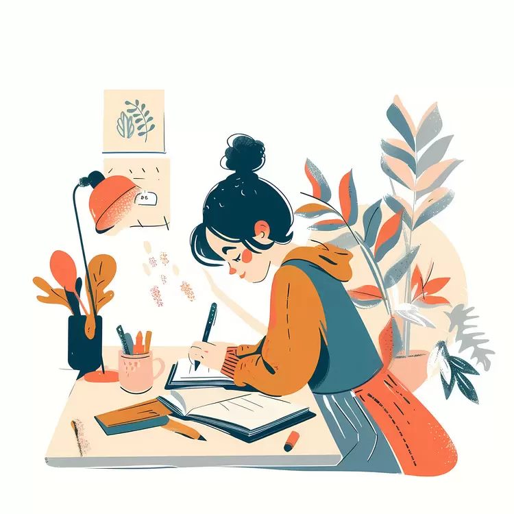 Girl doing homework