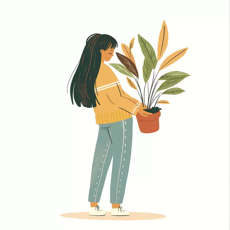 Girl holding houseplant