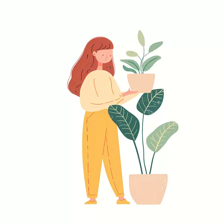 Girl holding houseplant