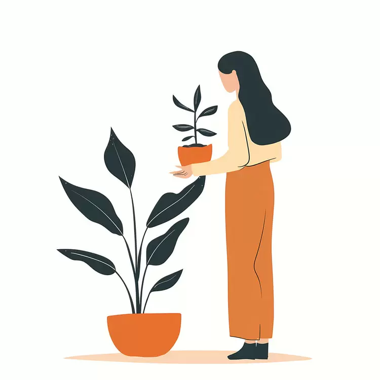 Girl holding houseplant