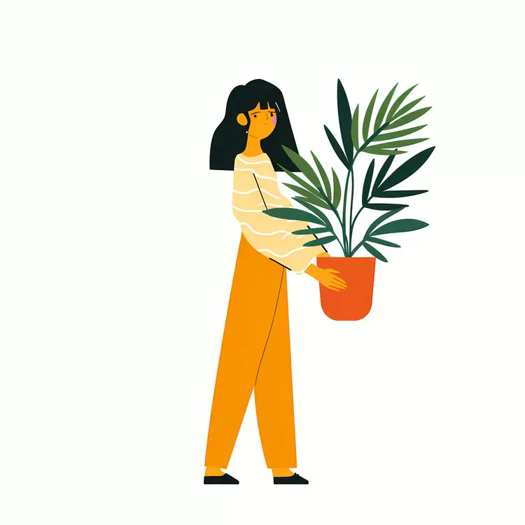 Girl holding houseplant
