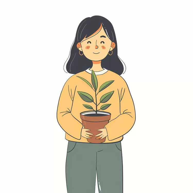 Girl holding houseplant