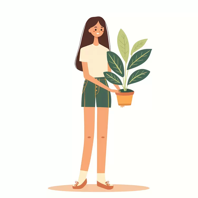 Girl holding houseplant