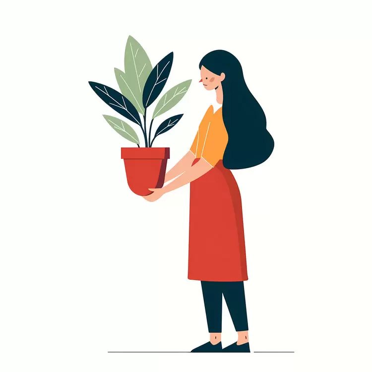 Girl holding houseplant