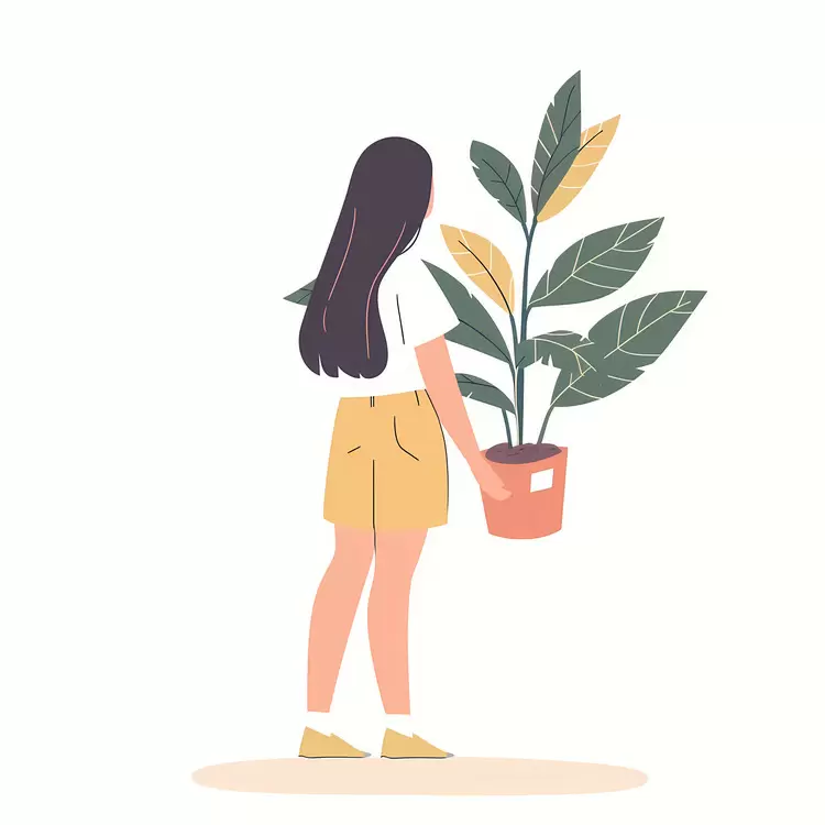 Girl holding houseplant
