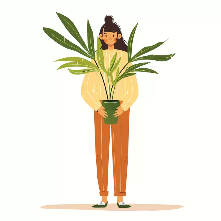 Girl holding houseplant