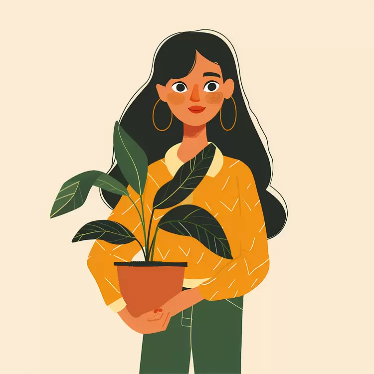 Girl holding houseplant