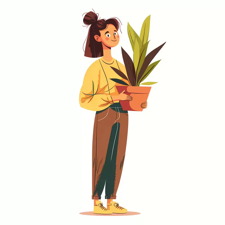 Girl holding houseplant