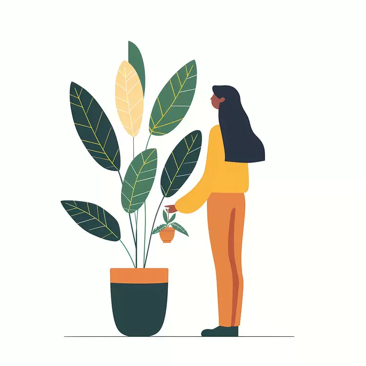Girl holding houseplant