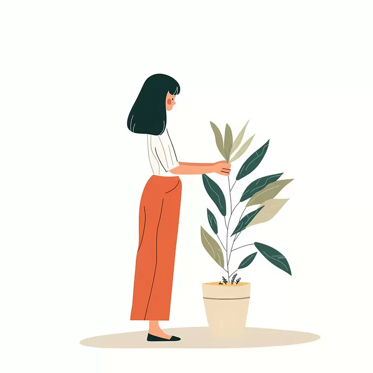 Girl holding houseplant
