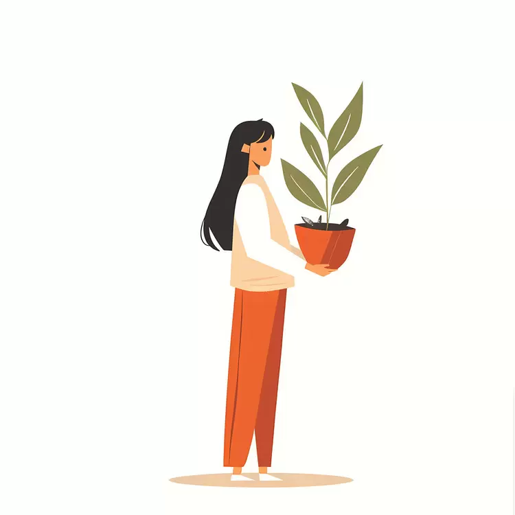 Girl holding houseplant