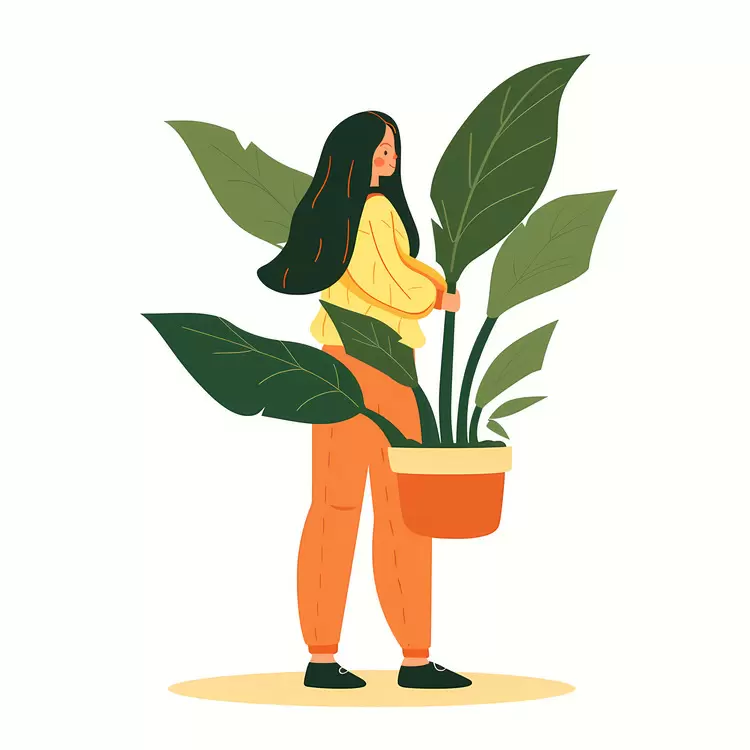 Girl holding houseplant