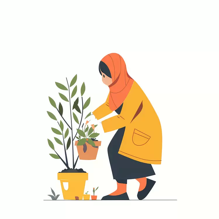 Hijab Girl doing Gardening