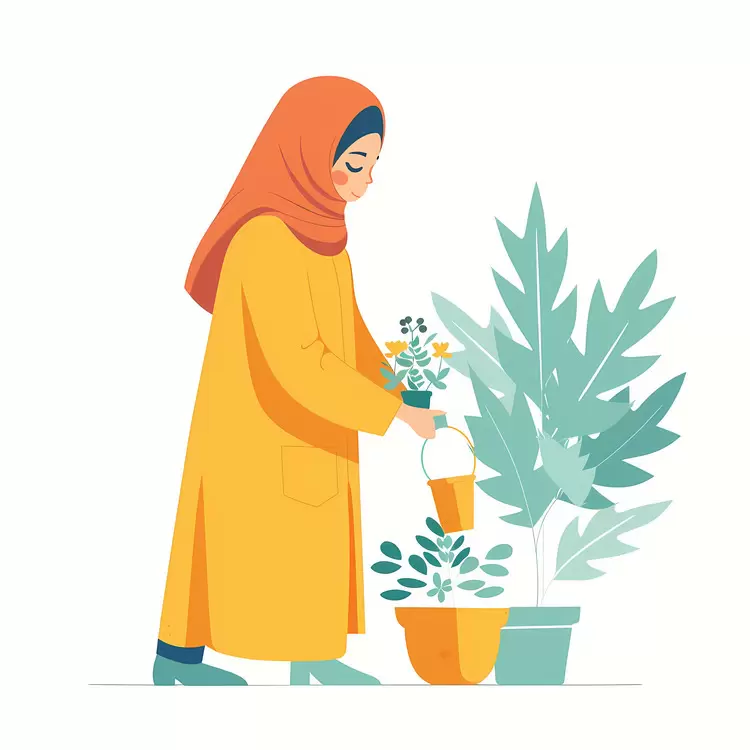 Hijab Girl doing Gardening