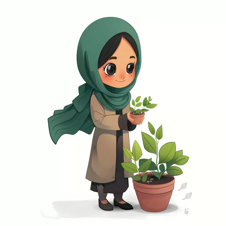 Hijab Girl doing Gardening