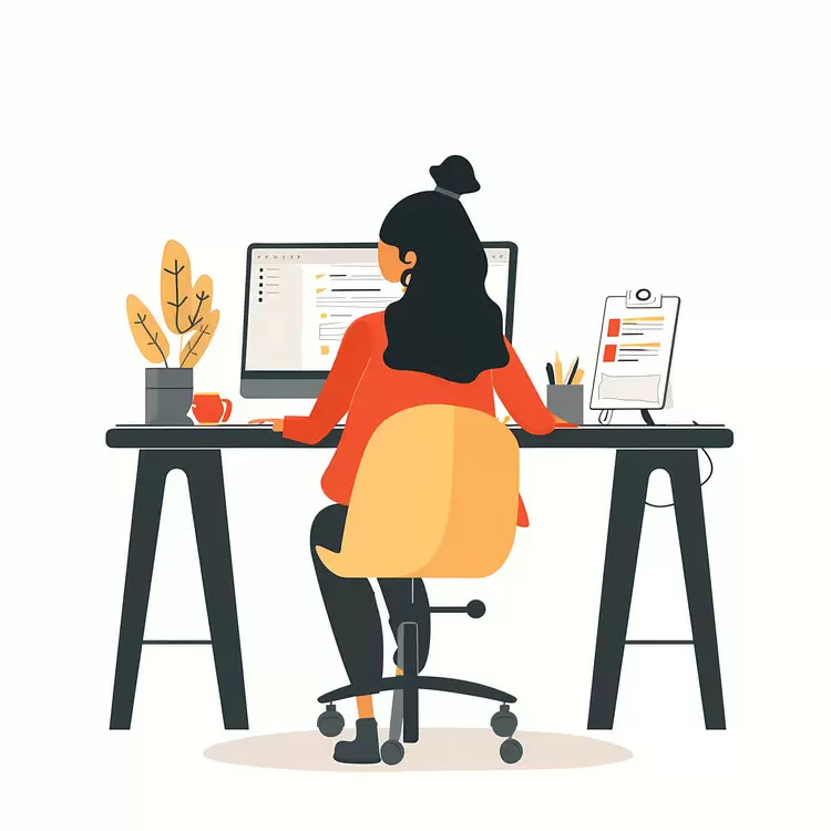 Lady working on computer