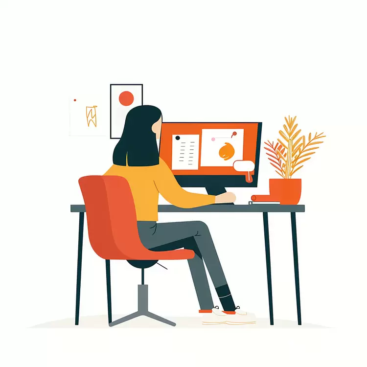 Lady working on computer