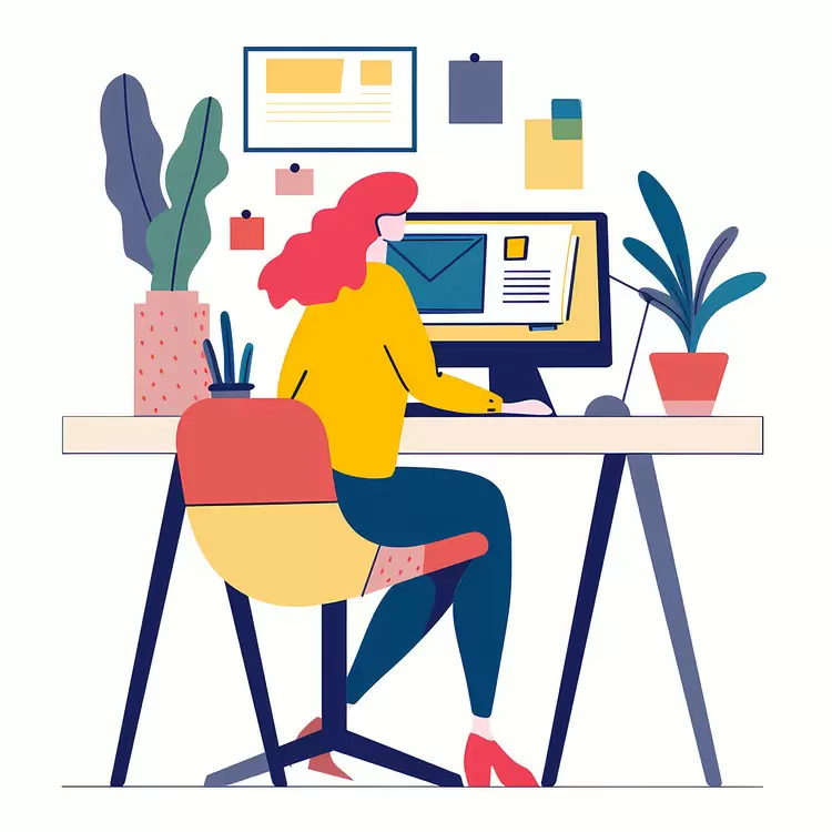 Lady working on computer