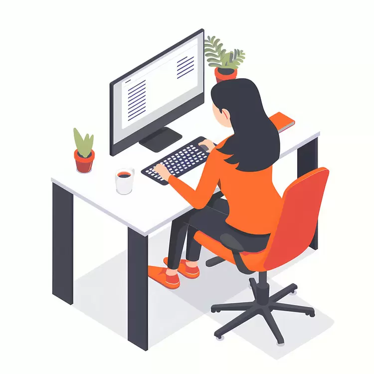 Lady working on computer