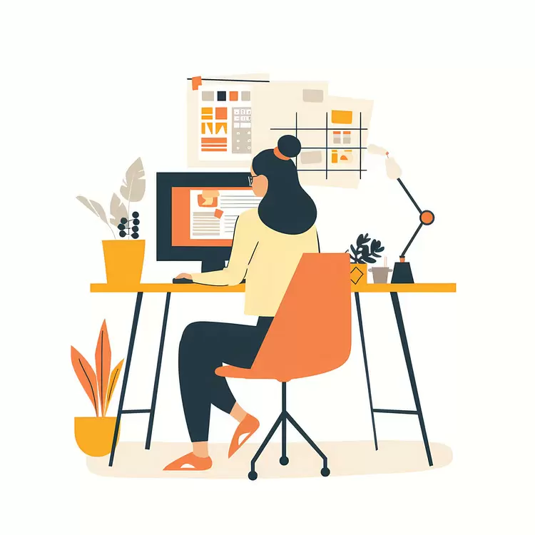 Lady working on computer