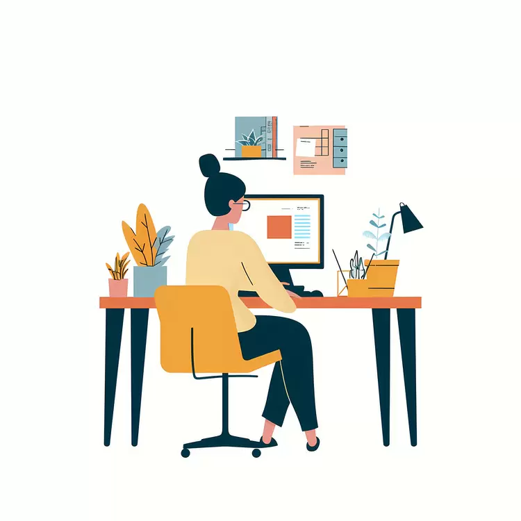 Lady working on computer