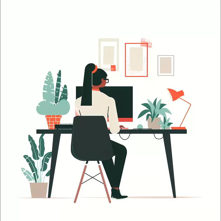Lady working on computer