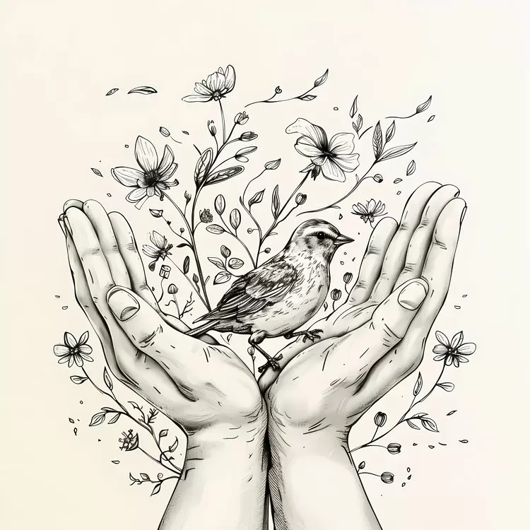 hands bird