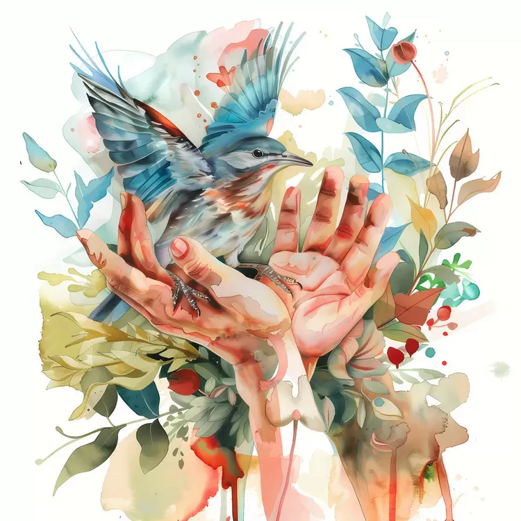 hands bird