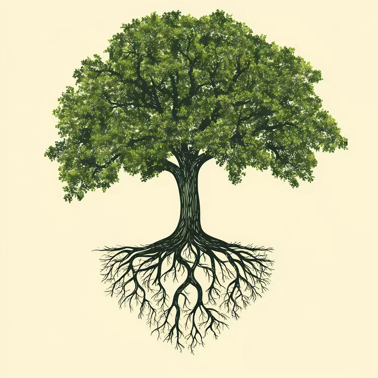 oak tree with roots