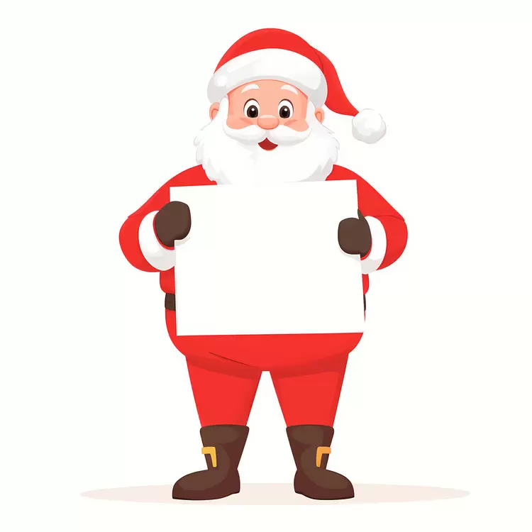 Santa Claus holding banner
