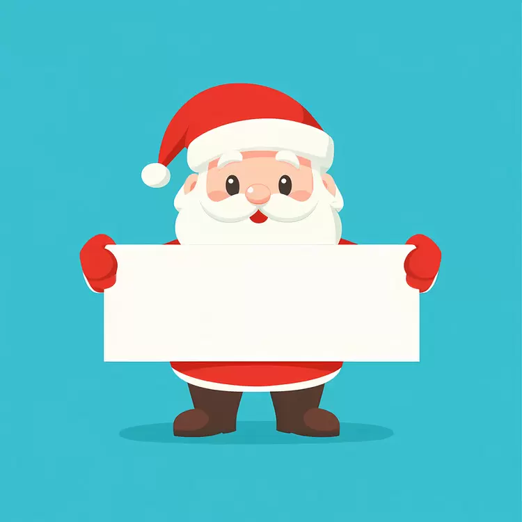 Santa Claus holding banner