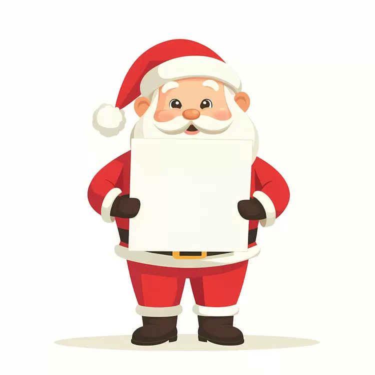 Santa Claus holding banner