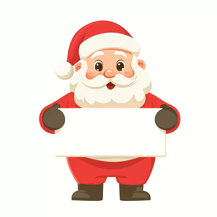 Santa Claus holding banner
