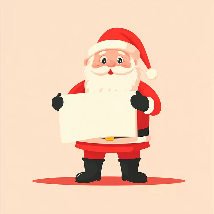 Santa Claus holding banner