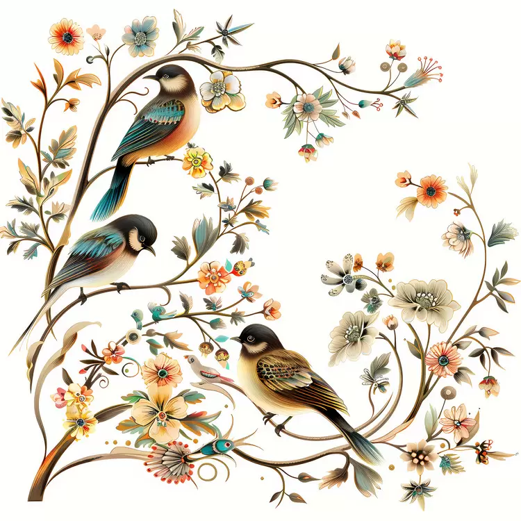 floral hand-painted Bird Day decorative traditional