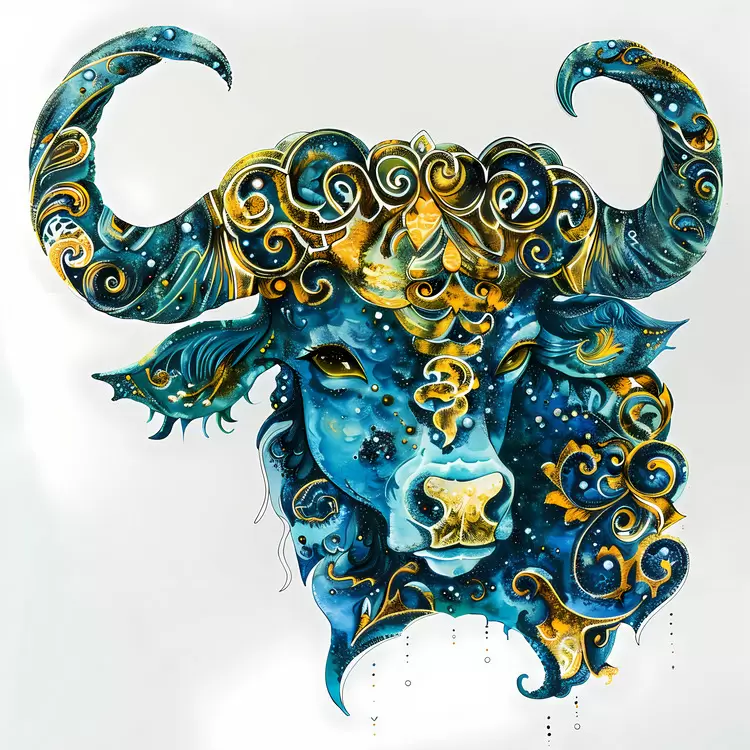 horned animal artistic interpretation decorative design imaginative whimsical