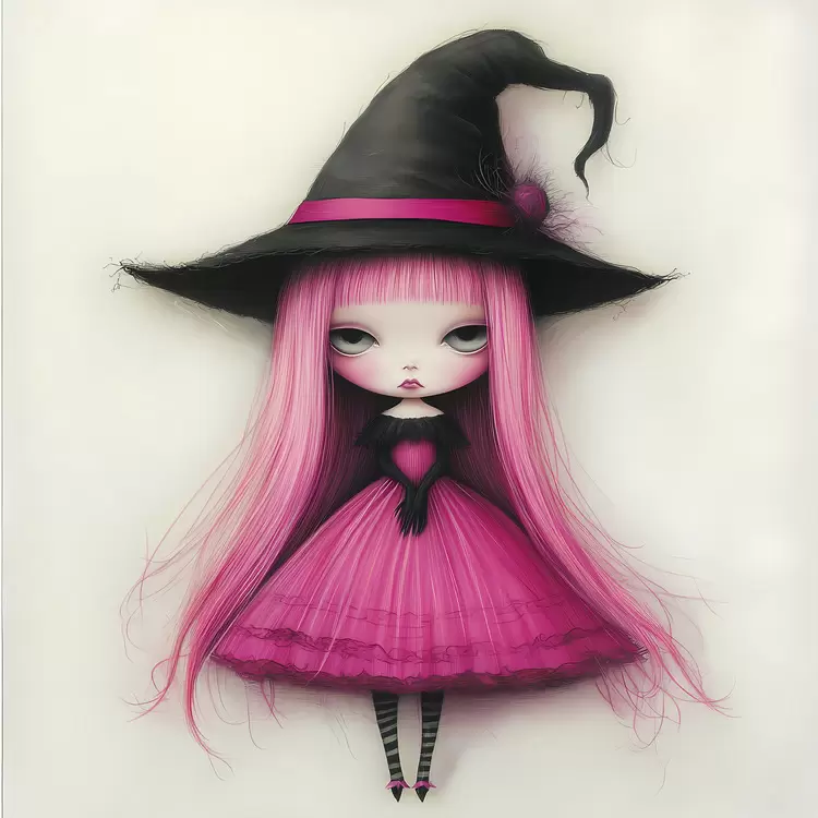 Pink Halloween witch