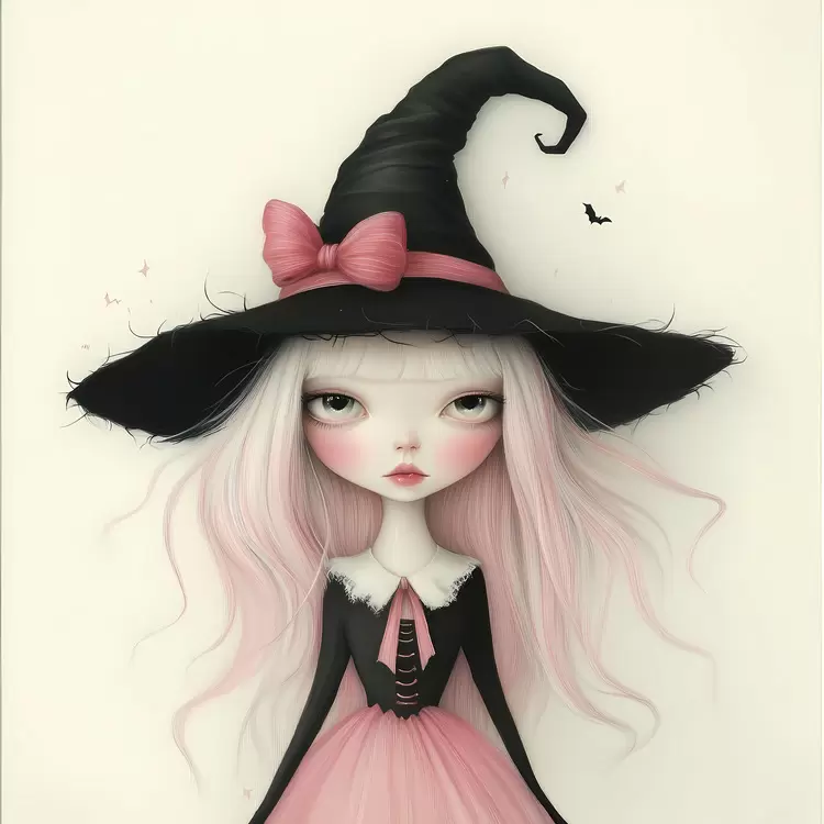 Pink Halloween witch