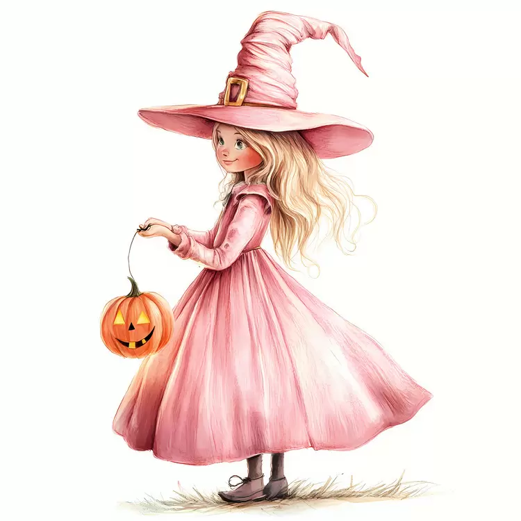 Pink Halloween witch