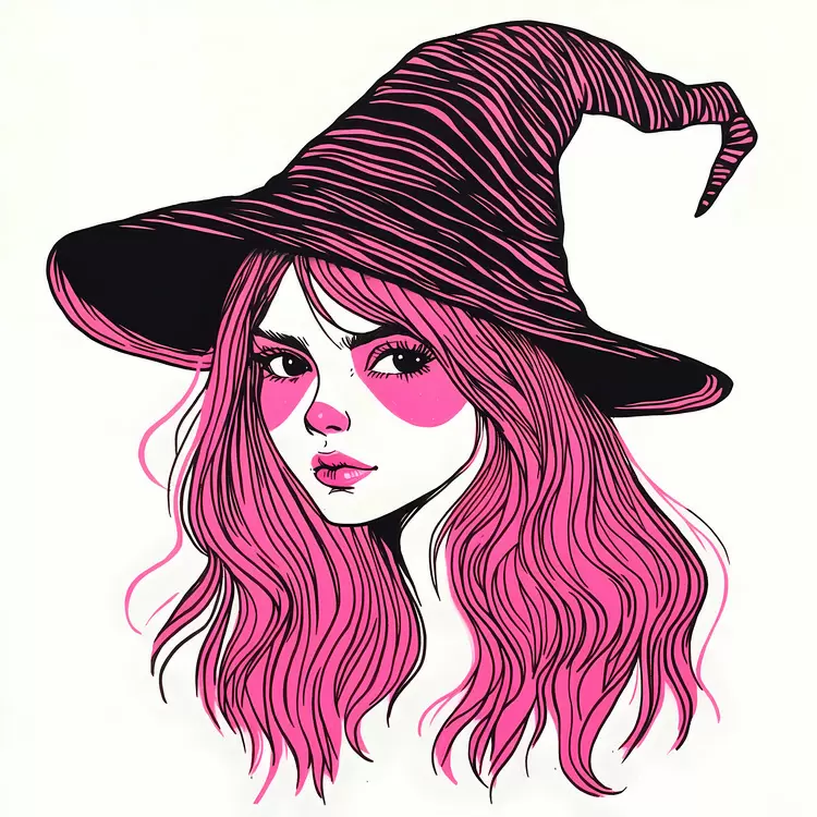 Pink Halloween witch