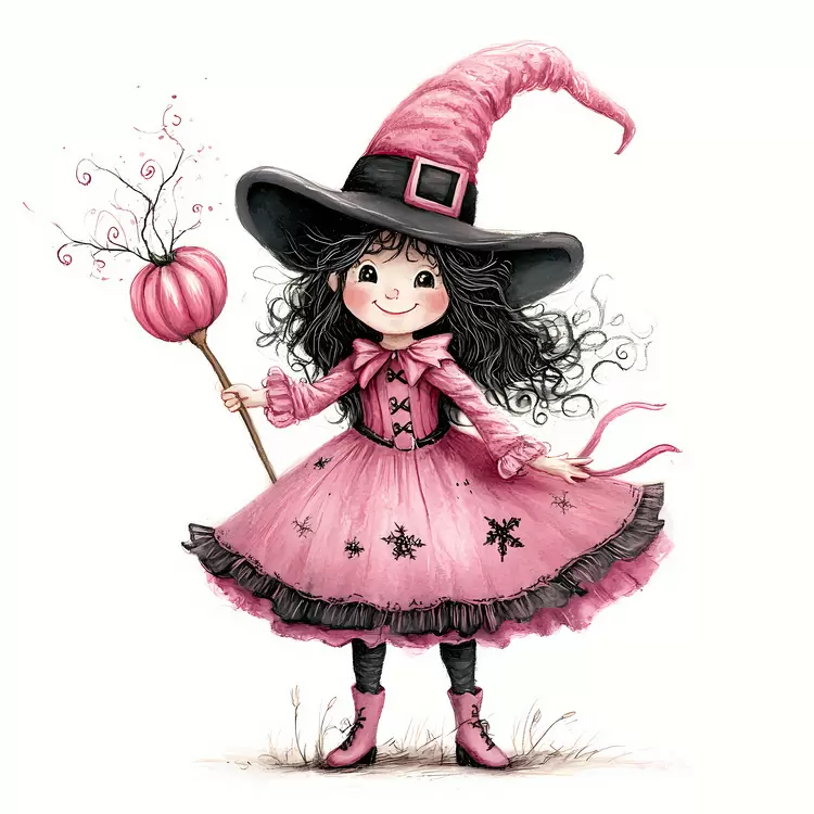 Pink Halloween witch