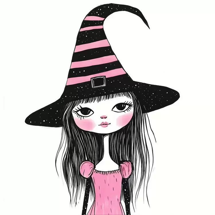 Pink Halloween witch