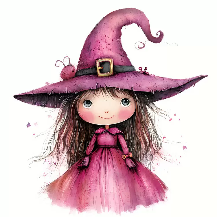 Pink Halloween witch