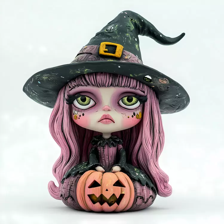 Pink Halloween witch